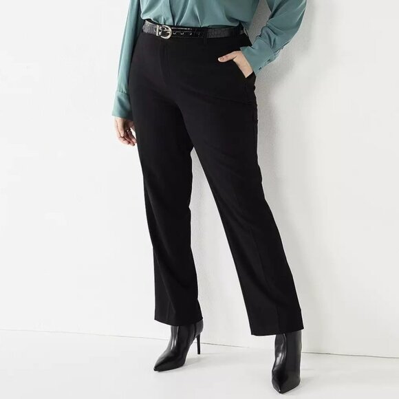 Nine West THE TROUSER Pant Black Low Rise Flared Leg Fitted 24W NWT - Picture 1 of 16